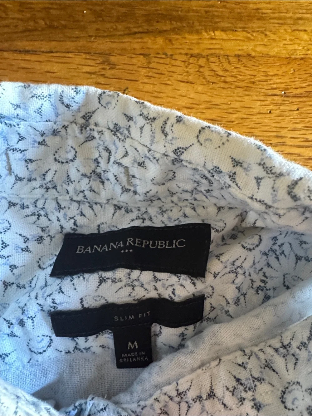Banana Republic White Button-Down Shirt with Navy Floral Print